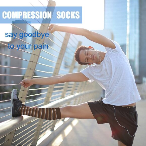 Women's Multi Color 6 Pairs Compression Socks 15-20mmhg Compression Stockings - Picture 5 of 6